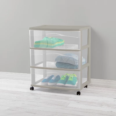 3 Drawer Wide Cart Spaceship Gray - Brightroom™ 4 3 Drawer Wide Cart Spaceship Gray - Brightroom™ - Image 2