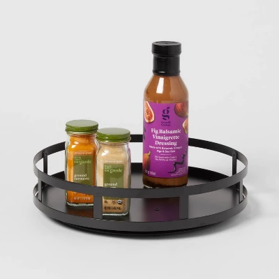 1-Tier Metal Lazy Susan Turntable Black - Brightroom™: Round Steel Serving Tray, Powder-Coated Finish, 11" Diameter 4 1-Tier Metal Lazy Susan Turntable Black - Brightroom™: Round Steel Serving Tray, Powder-Coated Finish, 11" Diameter - Image 2