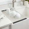 Over The Sink (Roll Away) Dish Drainer Silver - Brightroom™: Stainless Steel Drying Rack Mat, Hand Wash, 20.5"x13"