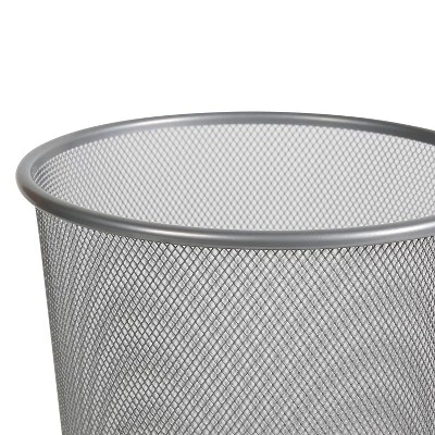 Mesh Waste Basket Silver - Brightroom™: Steel Wire Mesh, Office Trash Can, Nonslip Base, Fingerprint-Resistant 4 Mesh Waste Basket Silver - Brightroom™: Steel Wire Mesh, Office Trash Can, Nonslip Base, Fingerprint-Resistant - Image 2