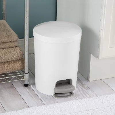 1.6gal Round Step Trash Can - Brightroom™: Compact Pedal-Operated Lid, Small Bathroom Bin, Textured White Finish 7 1.6gal Round Step Trash Can - Brightroom™: Compact Pedal-Operated Lid, Small Bathroom Bin, Textured White Finish - Image 5
