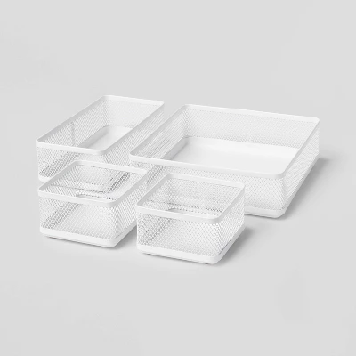 Mesh Desk Organizer White - Brightroom™: Steel Office Supplies Holder, Desk Drawer Organizer, 8"x8"x4.5" 4 Mesh Desk Organizer White - Brightroom™: Steel Office Supplies Holder, Desk Drawer Organizer, 8"x8"x4.5" - Image 2