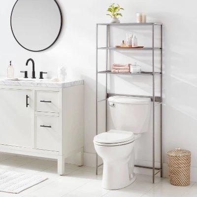 Over The Toilet Storage Brushed Nickel Metal - Brightroom™ 3 Over The Toilet Storage Brushed Nickel Metal - Brightroom™