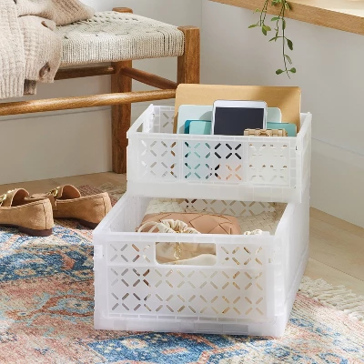 Foldable Crate Large White - Brightroom™ 3 Foldable Crate Large White - Brightroom™