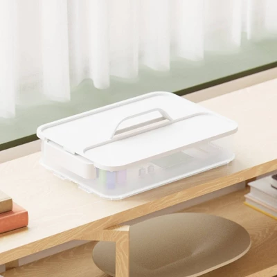 Click In Place Large Lid With Handle For Plastic Storage Bins For Home And Office Organization White - Brightroom™ 5 Click In Place Large Lid With Handle For Plastic Storage Bins For Home And Office Organization White - Brightroom™ - Image 3