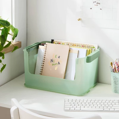 Click In Place 20.7qt Open Front Plastic Storage Bin For Home And Office Organization Green Tint - Brightroom™ 3 Click In Place 20.7qt Open Front Plastic Storage Bin For Home And Office Organization Green Tint - Brightroom™
