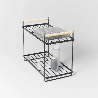 Wood Handle Tiered Vanity Organizer Black - Brightroom™ 5 Wood Handle Tiered Vanity Organizer Black - Brightroom™ - Image 3