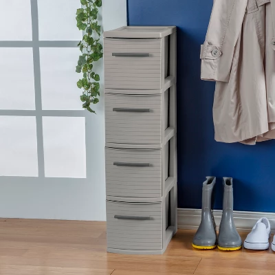 4 Drawer Skinny Tower Dark Gray - Brightroom™: Plastic Storage Drawers, Decorative Organizer, No Assembly Required 5 4 Drawer Skinny Tower Dark Gray - Brightroom™: Plastic Storage Drawers, Decorative Organizer, No Assembly Required - Image 3