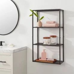 Tall Wall Shelf Black Metal - Brightroomâ„¢