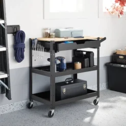 3 Tier Metal Rolling Service Cart - Brightroomâ„¢