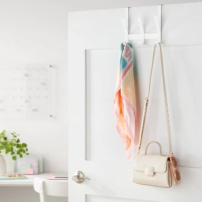 Heavy Duty Over The Door 3 Hooks Rail Matte White - Brightroom™: Steel Door Hanger Rack, Powder-Coated, No Assembly 3 Heavy Duty Over The Door 3 Hooks Rail Matte White - Brightroom™: Steel Door Hanger Rack, Powder-Coated, No Assembly