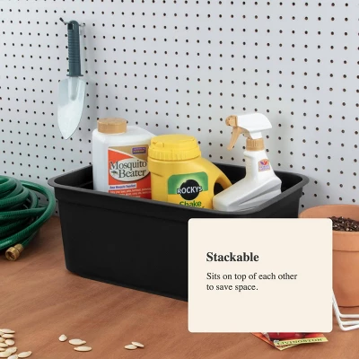 Folio Heavy Duty Storage Bin - Brightroom™: Black Plastic, Stackable, Portable, Universal Storage, 18.6 Volume Capacity 5 Folio Heavy Duty Storage Bin - Brightroom™: Black Plastic, Stackable, Portable, Universal Storage, 18.6 Volume Capacity - Image 3